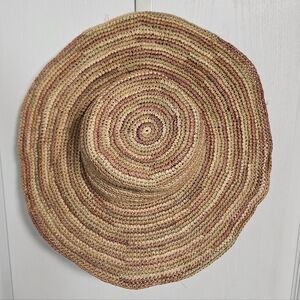 CASLON Straw Sun Hat Wire Brim Orange Tan Tricolor Summer Protection